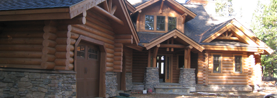 A rustic log cabin facade, with a stone foundation, brings nature to your home; it weathers beautifully and seems to grow out of the landscape. We bring an artistic touch to your home complimenting your home on your terms. 